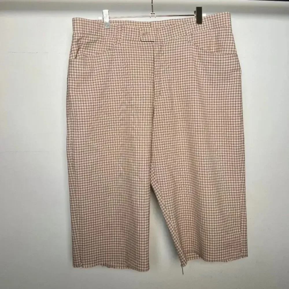 Method Brand Tan Cream Brown Plaid Frayed Cut‎ Off Hybrid Shorts Mens 36